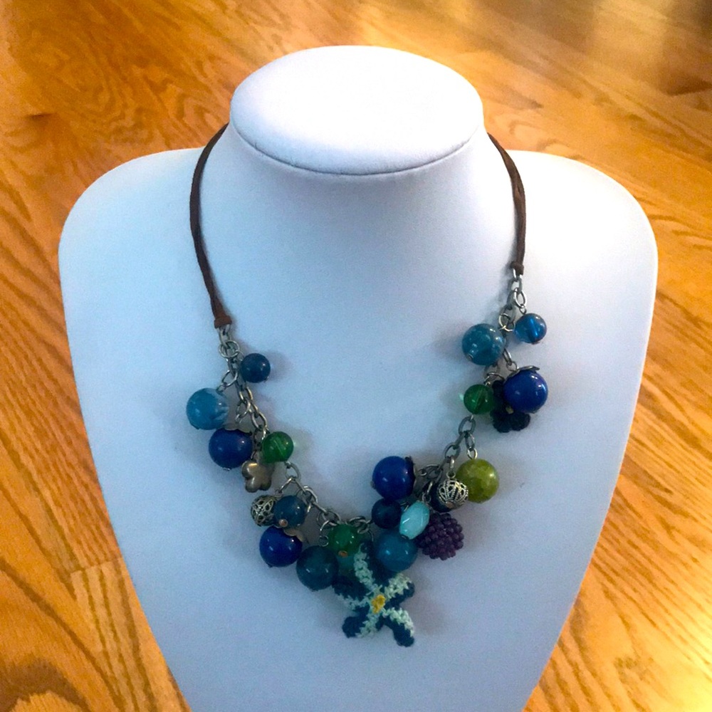 American Eagle floral beaded boho necklace